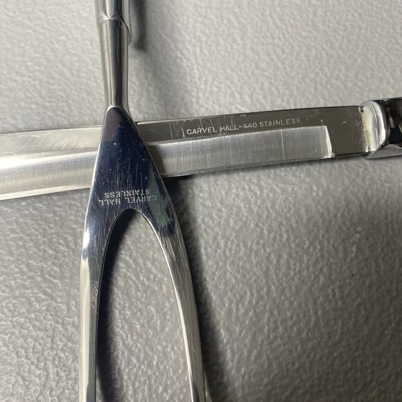 Vintage CHAS D BRIDDELL Carvel Hall Stainless Steel Carving Knife Fork Set MCM - Picture 7 of 8